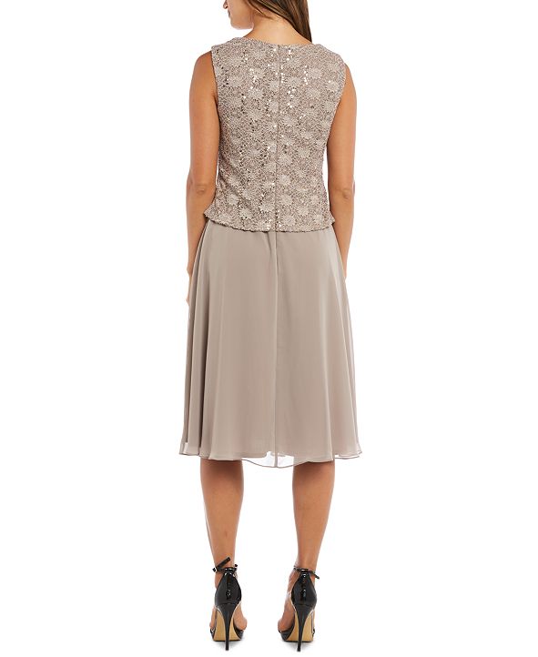 r&m richards sequined lace chiffon gown