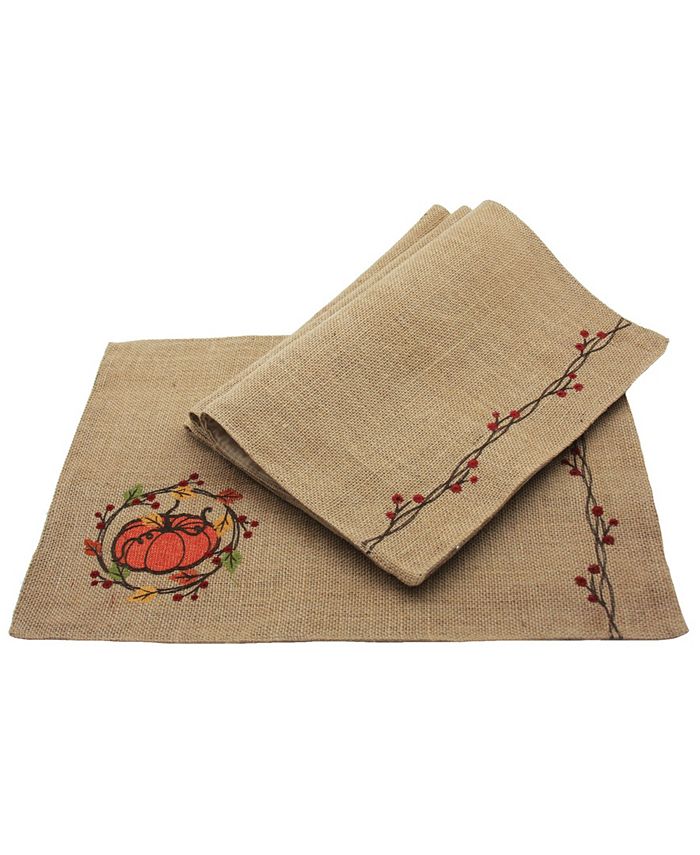 Manor Luxe Rustic Pumpkin Wreath Fall Placemats Set of 4 Macy's