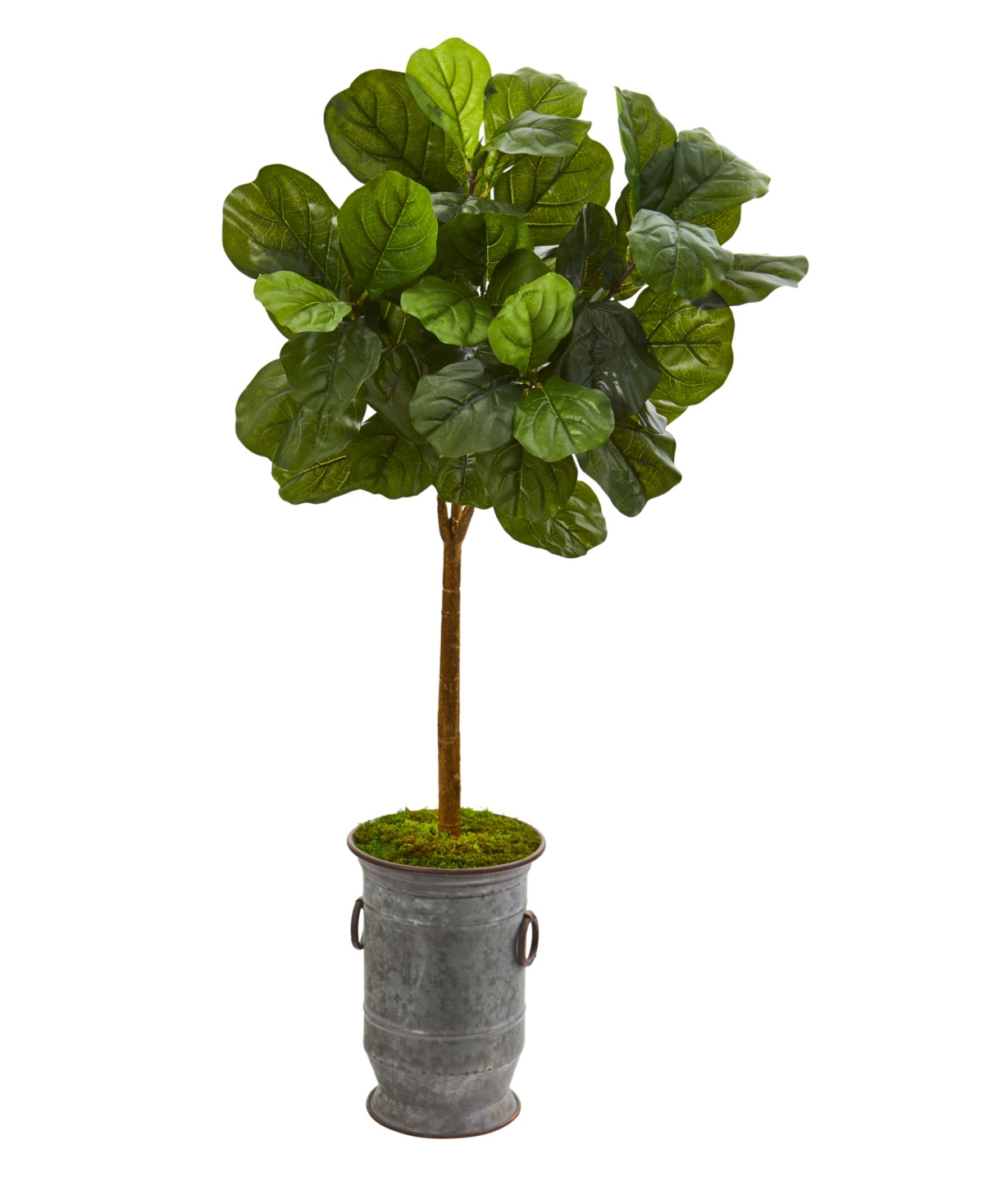 46in. Fiddle Leaf Artificial Tree in Vintage Metal Planter Real Touch - Green