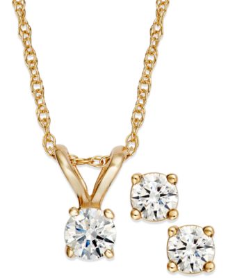 diamond pendant with earrings set