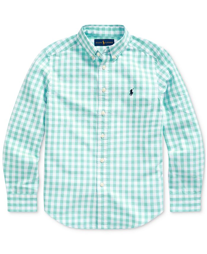 Polo Ralph Lauren Big Boys Gingham Cotton-Blend Shirt - Macy's