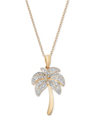 Macy's Diamond Palm Tree Pendant Necklace in 18k Gold over