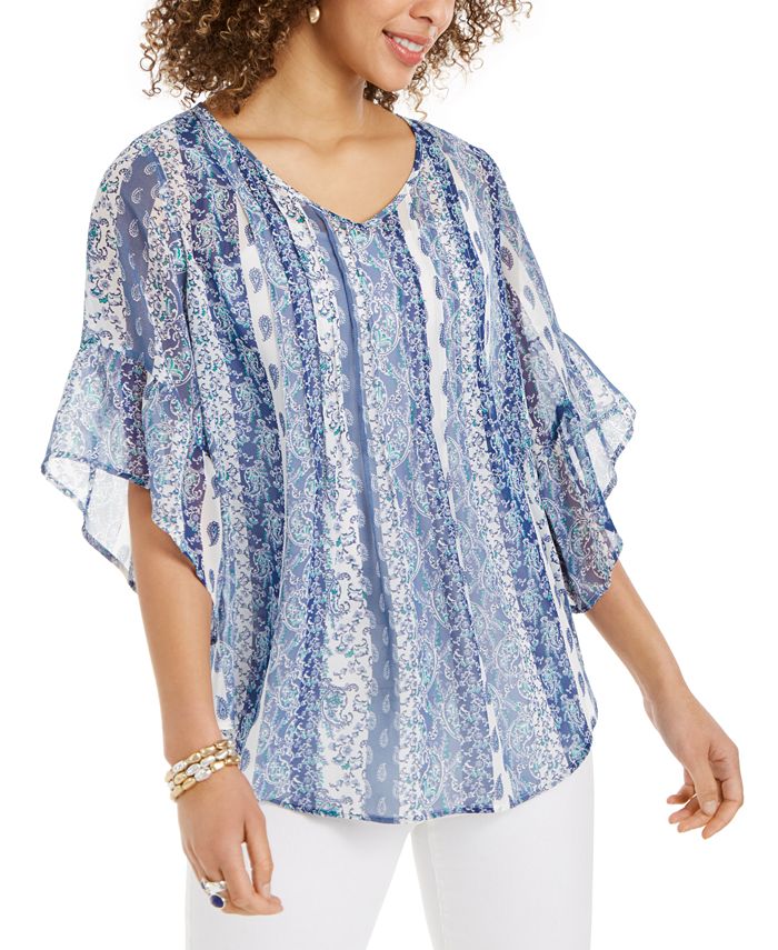 Style & Co Paisley-Print Pintuck Blouse, Created for Macy's - Macy's