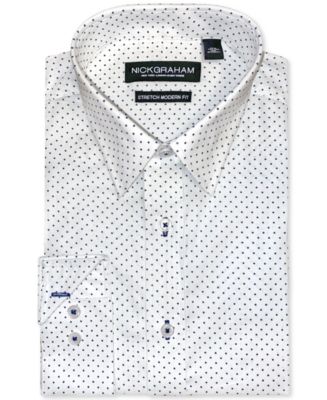 Nick Graham Men's Modern-Fit Pin-Dot Dress Shirt - Macy's