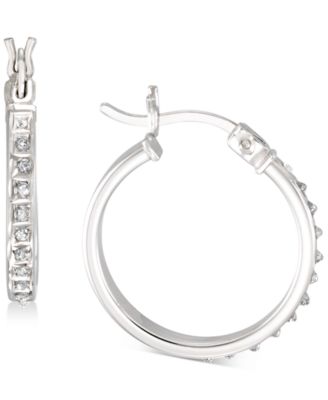 Giani Bernini - Diamond Accent Small Oval Hoop Earrings in Platinum over Sterling Silver
