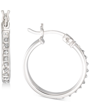 image of Giani Bernini Diamond Accent Round Hoop Earrings in Platinum over Sterling Silver, Created for Macy-s