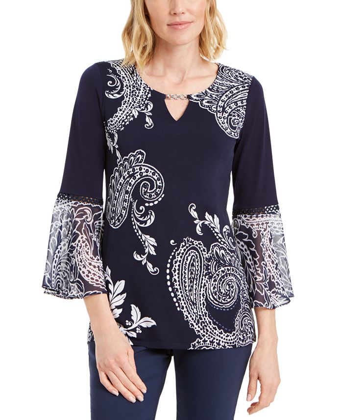 JM Collection Petite Paisley Falls Tunic, Created for Macy's - Macy's