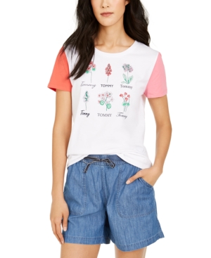 Tommy Hilfiger Cotton Botanical Graphic T-shirt In Bright White Multi