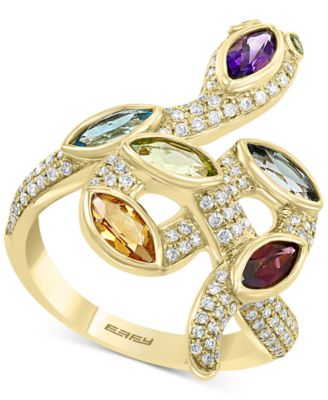 EFFY Collection - Multi-Gemstone (1-3/4 ct.t.w.) & Diamond (3/8 ct. t.w.) Snake Ring in 14k Gold