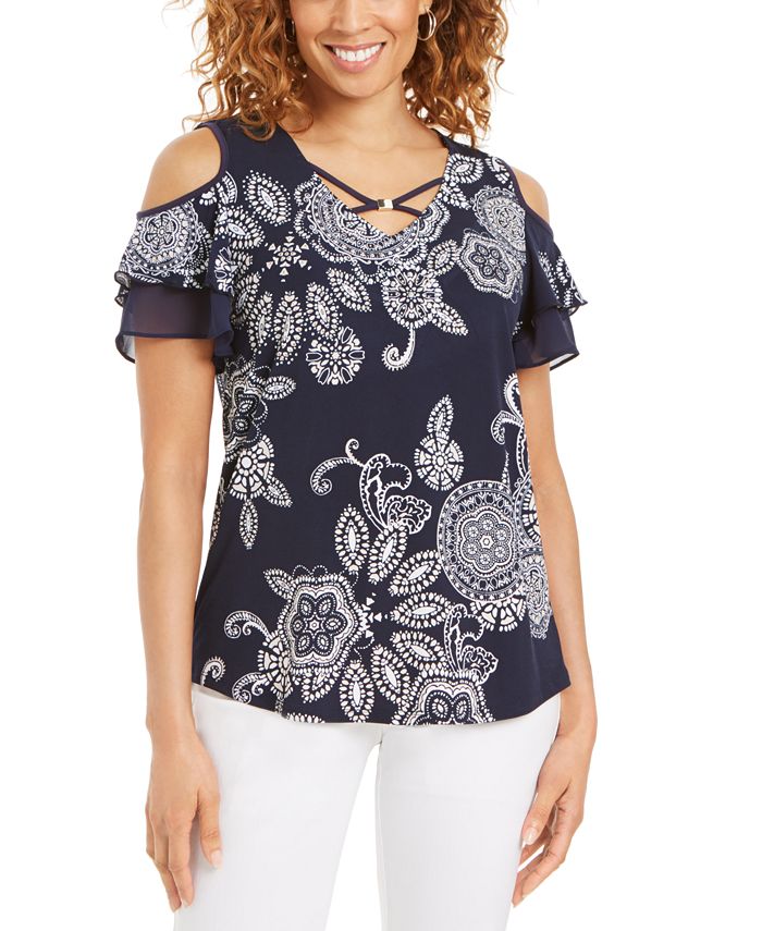 Lucky Brand Floral-Print Thermal Top - Macy's