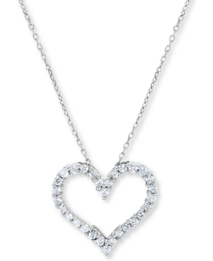 image of Diamond Heart Outline Pendant Necklace (1/2 ct. t.w.) in 14k White Gold