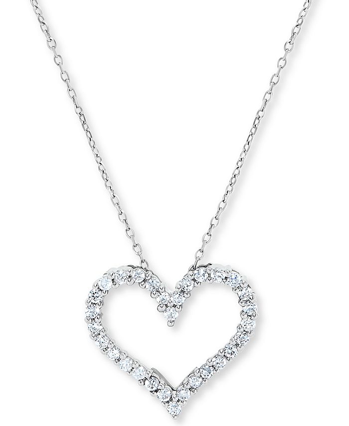 Macy's - Diamond Heart Pendant Necklace (1/2 ct. t.w.) in 14k White Gold