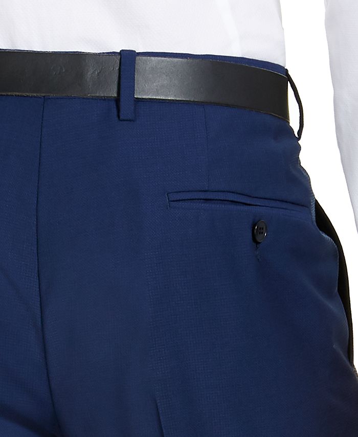 A|X Armani Exchange Men's Slim-Fit High Blue Pindot Wool Suit Pants ...