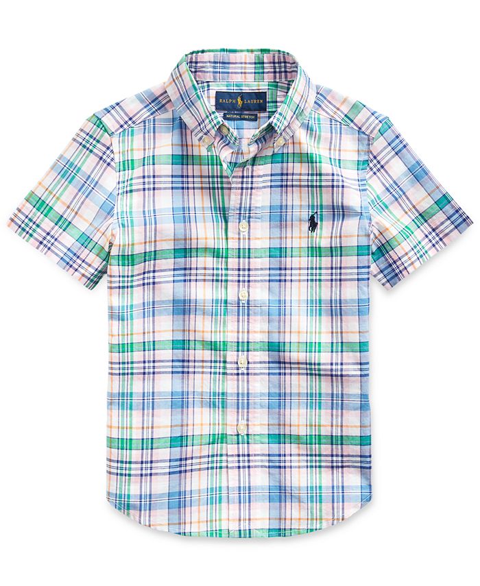 Polo Ralph Lauren Little Boys Plaid Cotton Poplin Shirt - Macy's