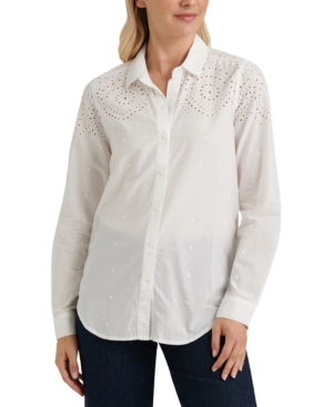 image of Lucky Brand Yoke Eyelet Shirt