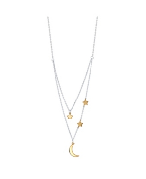 image of Unwritten Two-Tone Fine Plated Silver Moon and Star Layer Pendant Necklace
