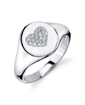 image of Unwritten Silver Plated Cubic Zirconia Heart Signet Ring