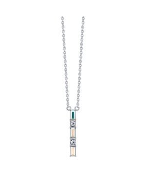 image of David Tutera Fine Silver Plated Clear and Iridescent Swarovski Crystal Bar Pendant Necklace by David Tutera Everyday Celebrations
