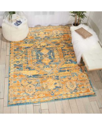 Zeal ZEA07 Teal, Maize 3'9" x 5'9" Area Rug
