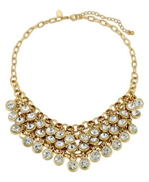 image of 2028 Gold-Tone Crystal Cluster Bib Necklace