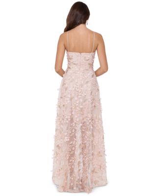 XSCAPE Floral-Appliqués High-Low Gown Macy's
