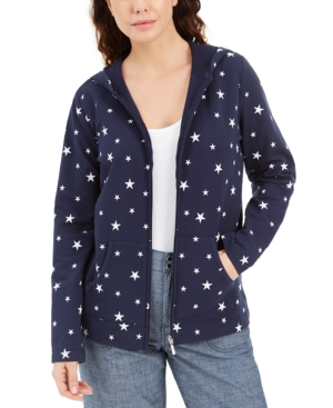 Karen Scott Petite Star-Print Zippered Hoodie Created for Macy's