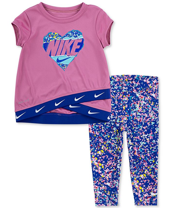 Nike Baby Girls 2-Pc. Dri-FIT Crossover Tunic Top & Leggings Set ...