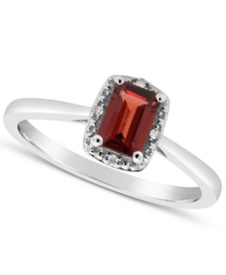 Gemstone and Diamond Accent Ring in Sterling Silver