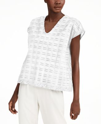 Eileen Fisher - Organic Cotton Textured V-Neck Top