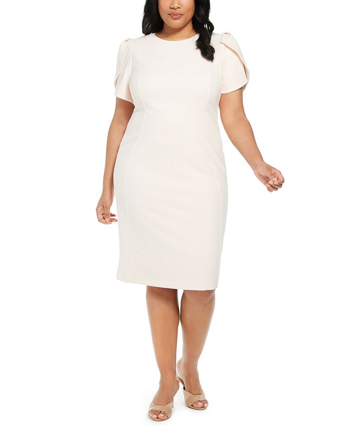 Calvin Klein Plus Size Puff-Sleeve Sheath Dress & Reviews - Dresses - Women  - Macy's