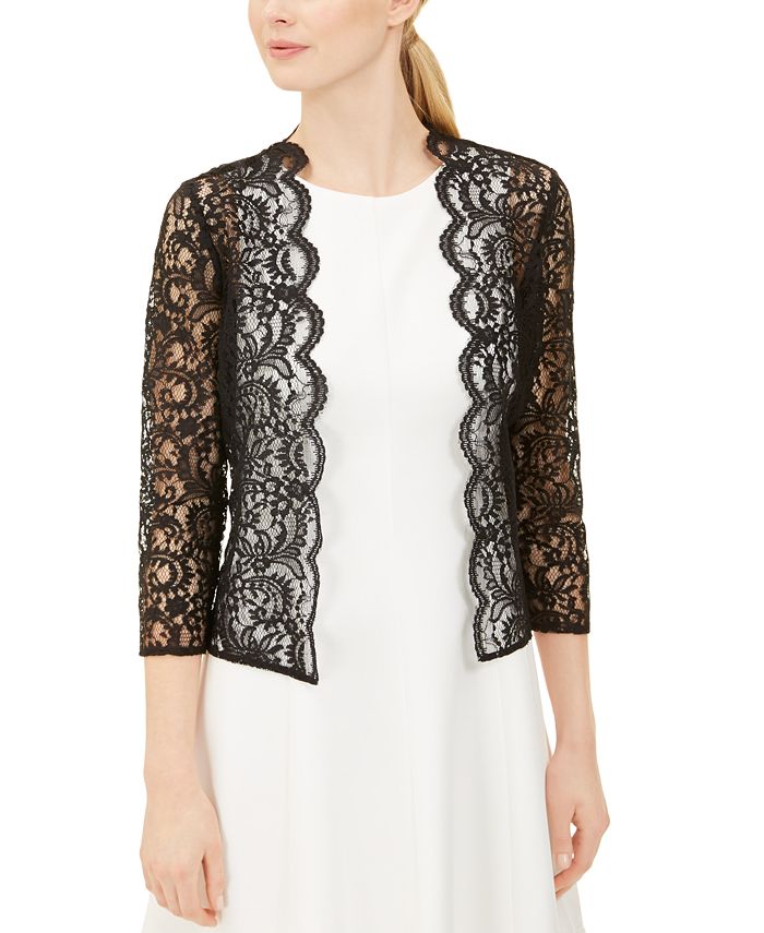 Calvin Klein ThreeQuarterSleeve Sheer Lace Shrug & Reviews Jackets