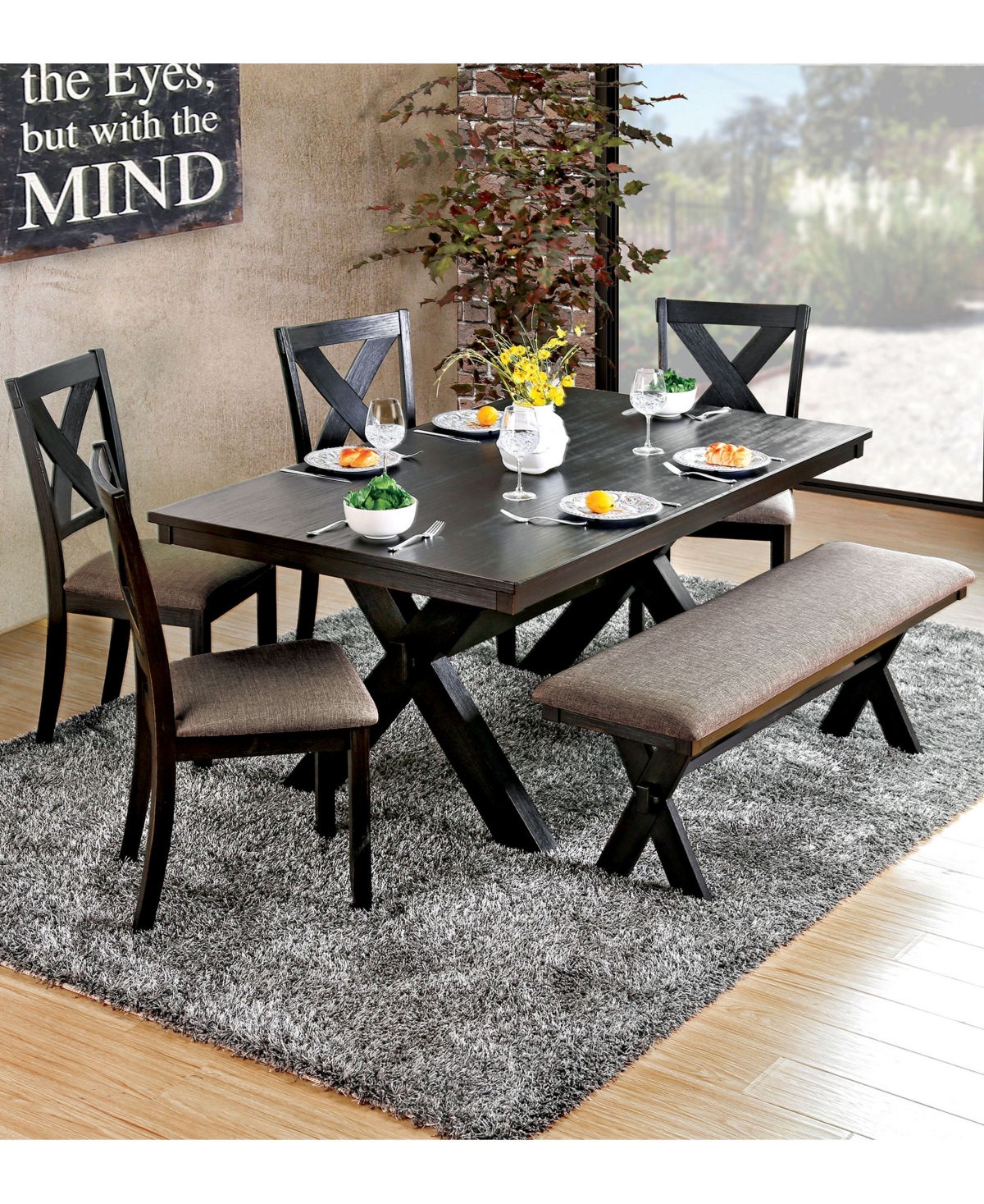 Furniture of America Salerno Solid Wood Rectangular Dining Table