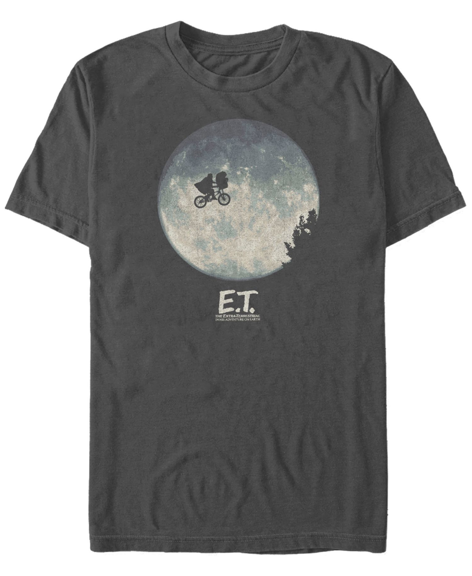 E.T. the Extra-Terrestrial Men's Infamous Flying Bike Scene Silhouette Logo Short Sleeve T-Shirt