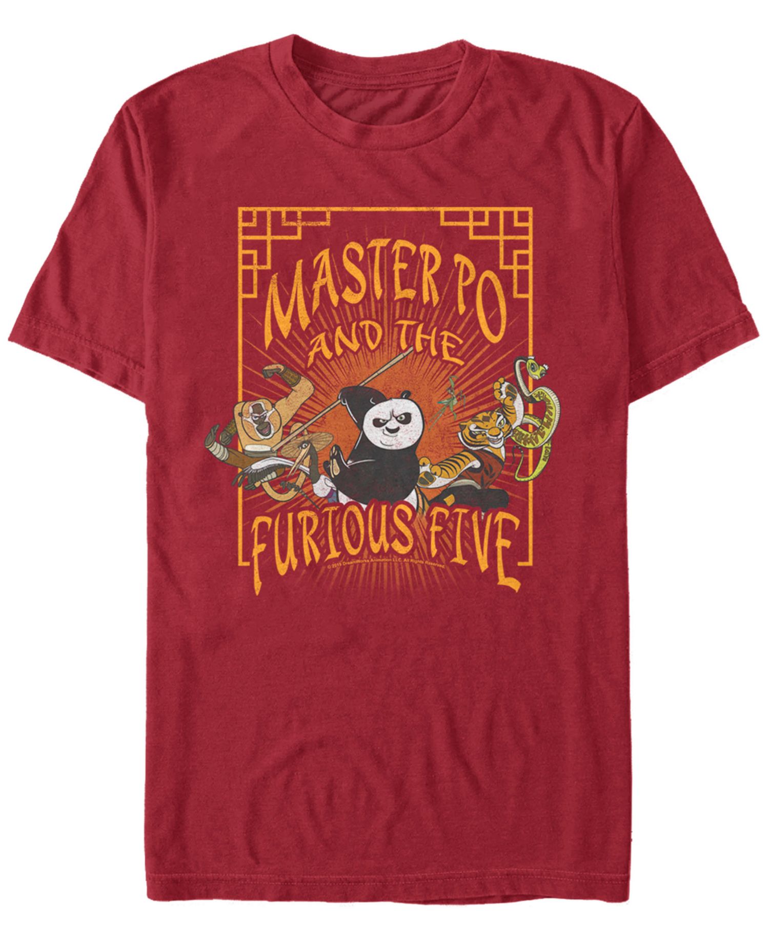 Kung Fu Panda Men's Master Po and The Furious Five Poster Short Sleeve T-Shirt