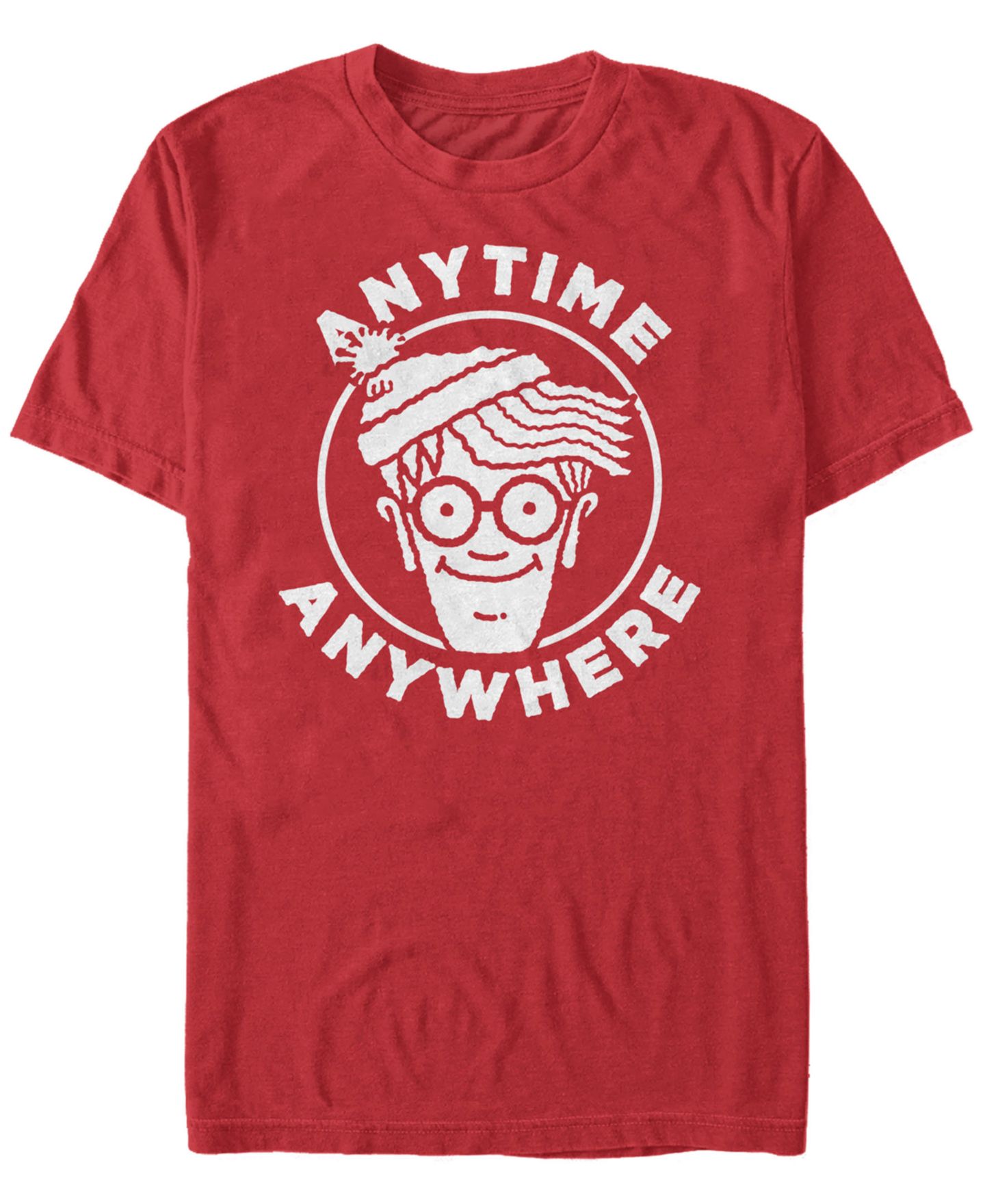 Мужская футболка Fifth Sun Where's Waldo Anytime Anywhere Big Face Logo Short Sleeve, цвет: Красный — фото 1