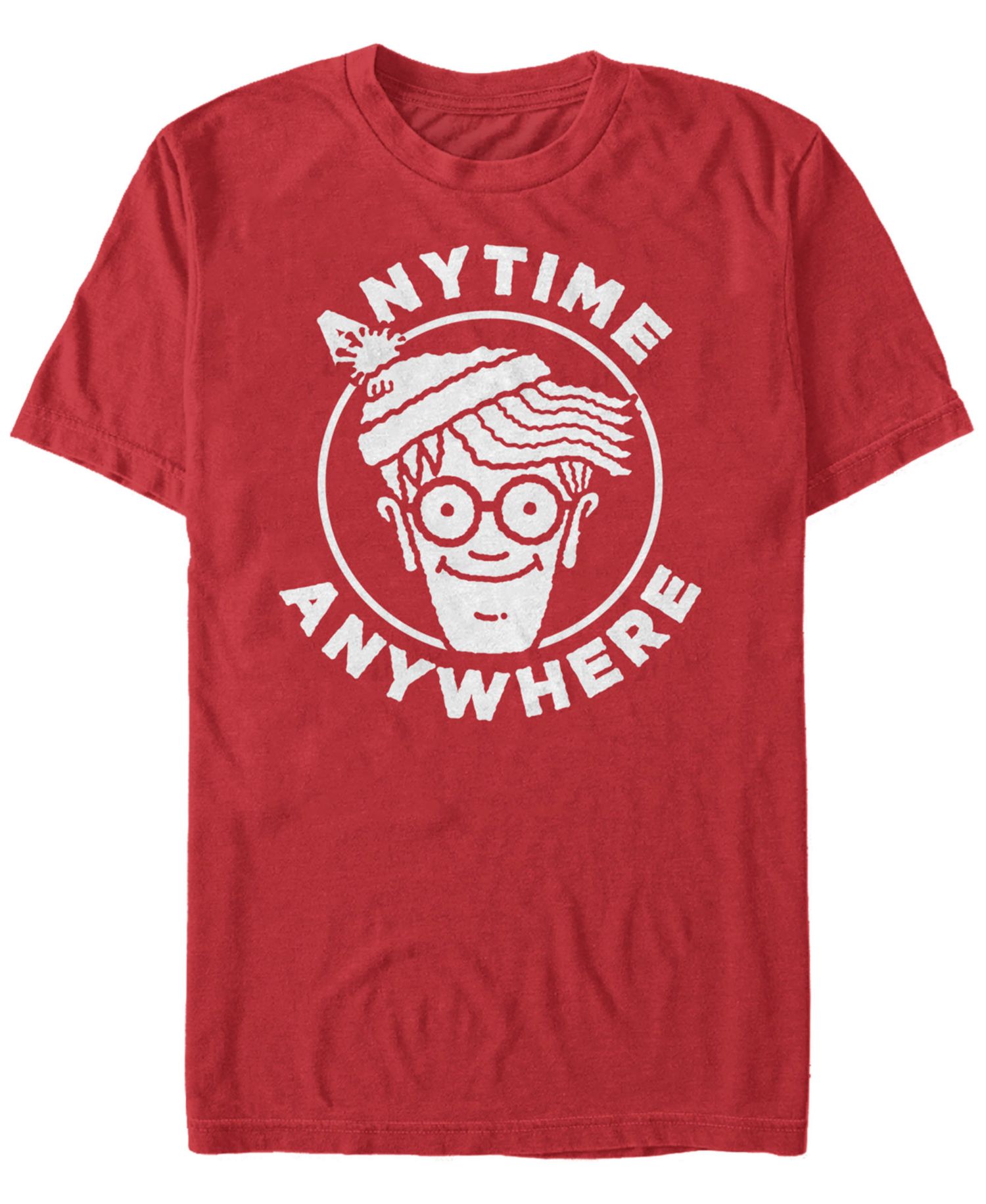 Where's Waldo Men's Anytime Anywhere Big Face Logo Short Sleeve T-Shirt
