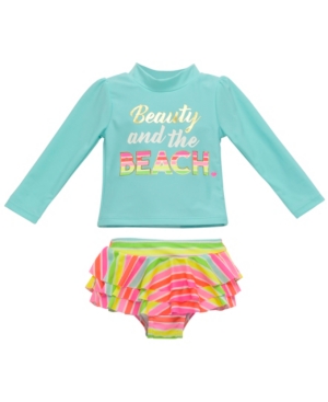 image of Wetsuit Club Infant Girls 2 Piece Rashguard Set Featuring Beauty and The Beach Design