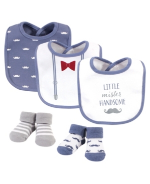 image of Hudson Baby Baby Boys Little Mister Handsome Bib and Sock Set, Pack of 5