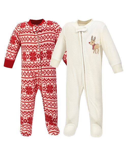 Hudson Baby Baby Girls And Boys Reindeer Fleece Sleep And Play Reviews Pajamas Kids Macy S