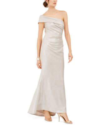 Eliza J One-Shoulder Metallic Gown & Reviews - Dresses - Women - Macy's