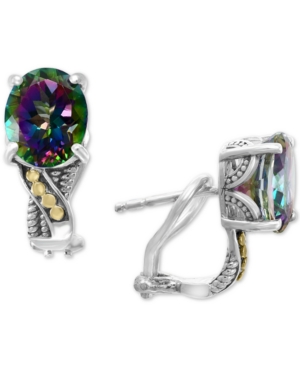 image of Effy Mystic Topaz Drop Earrings (9-1/3 ct. t.w.) in Sterling Silver & 18k Gold