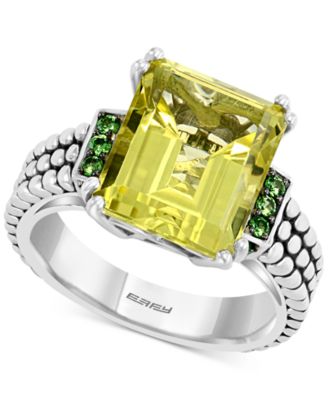 EFFY Collection - Lemon Quartz (5-3/4 ct. t.w.) & Tsavorite (1/4 ct. t.w.) Ring in Sterling Silver