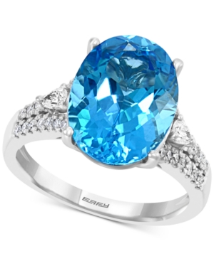 image of Effy Blue Topaz (7-1/10 ct. t.w.) & Diamond (1/3 ct. t.w.) Ring in 14k White Gold