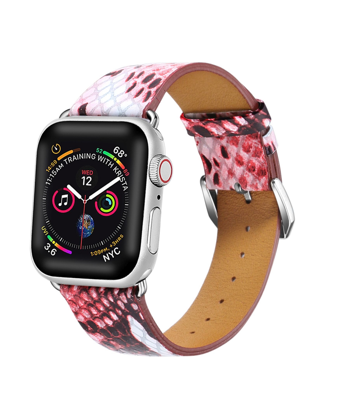 Men's and Women's Apple Red Leather Replacement Band 44mm - Red