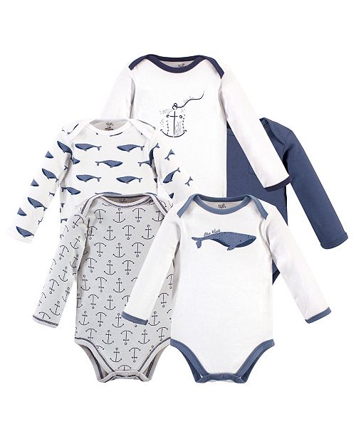 Touched By Nature Baby Girls And Boys Whale Long Sleeve Bodysuits