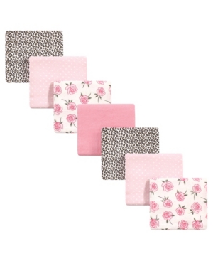 Little Treasure Baby Girls Rose Leopard Flannel Receiving Blankets Pack of 7