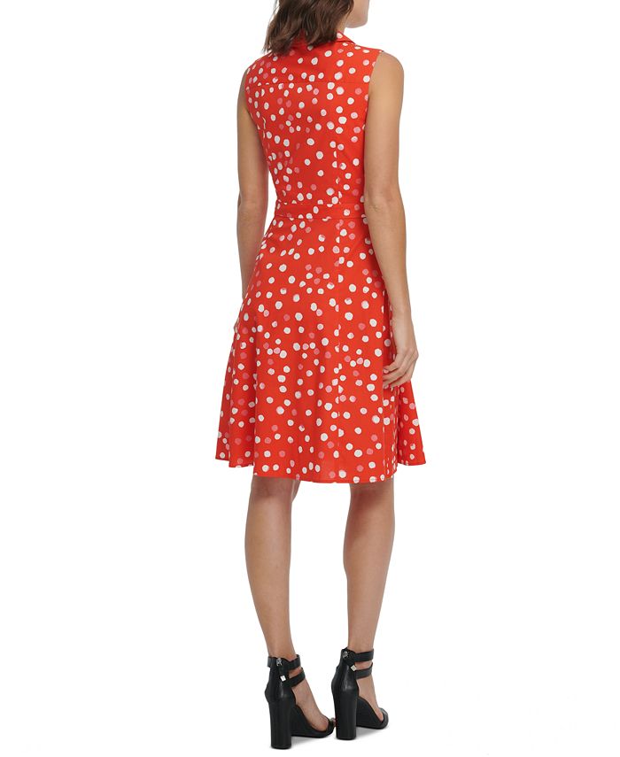DKNY Printed Pleated Fit & Flare Dress - Macy's