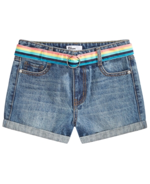 Epic Threads Big Girls Denim Shorts with Rainbow Belt Created for Macy's