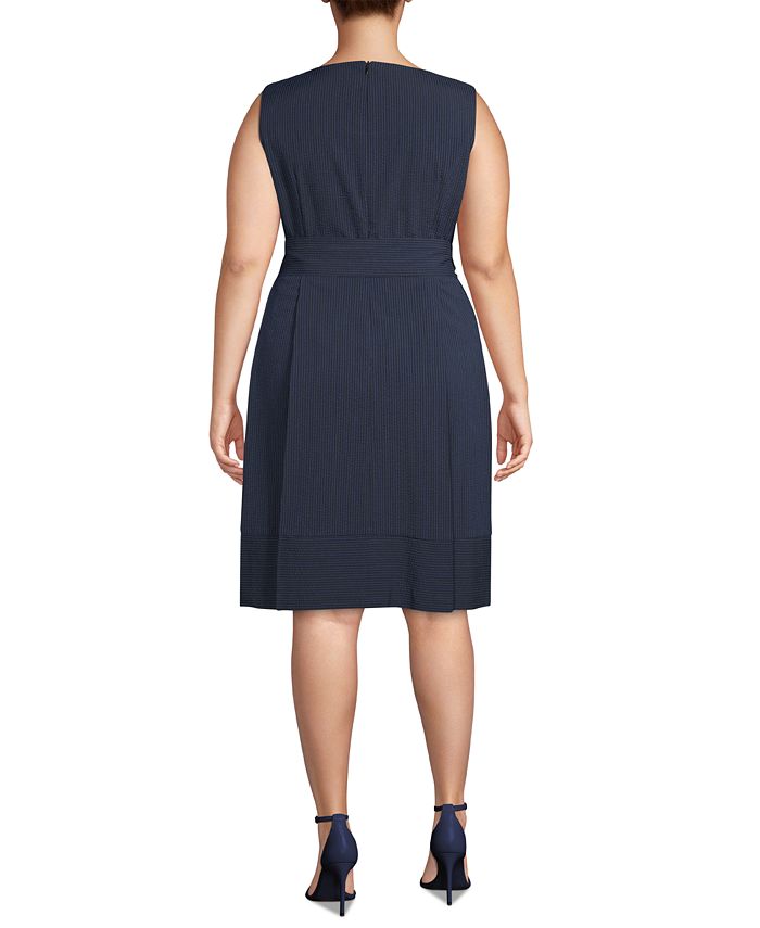 Anne Klein Plus Size Seersucker Belted Dress Macys 0560