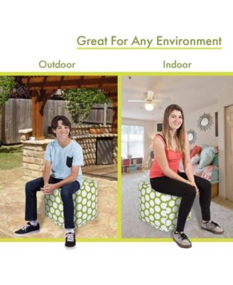 Large Polka Dot Ottoman Pouf Cube 17" x 17"